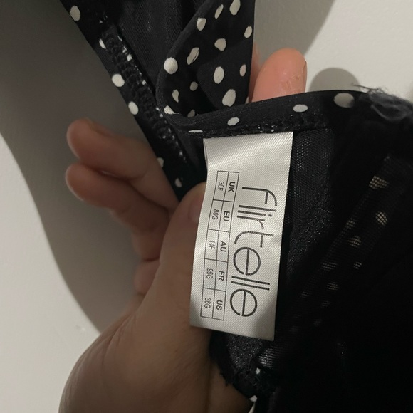 Flirtelle 36F swimsuit black polka dot high waisted - Picture 2 of 4